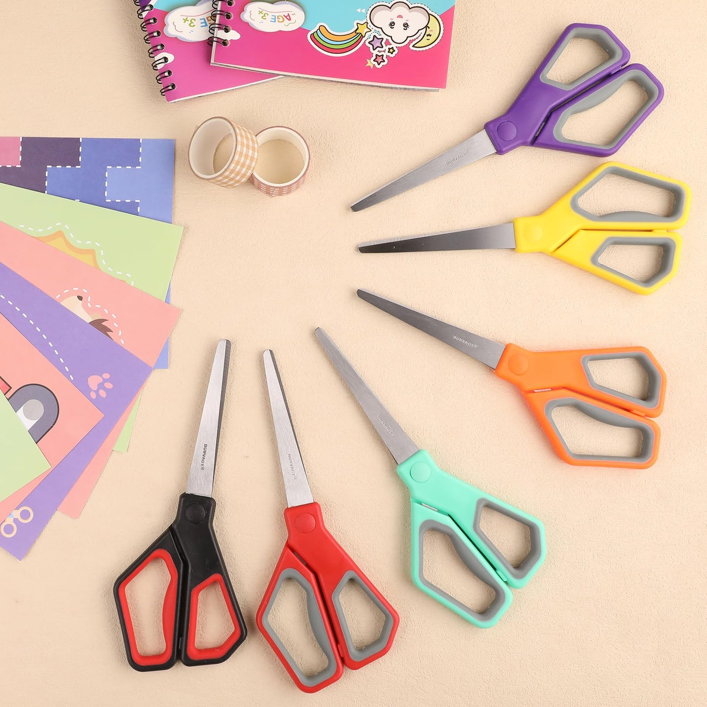BURVAGY 42Pack 8" Scissors All Purpose, Heavy Duty Scissors with Ultra Sharp Blades Comfort Grip Handles - For Office Home School Sewing Fabric Crafts, High/Middle School Student Teacher Scissor