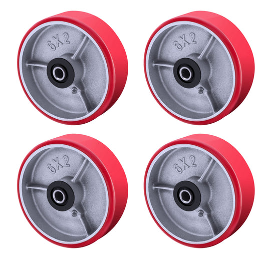 6"X 2" Heavy Duty Casters Wheels - Industrial Caster Wheels Polyurethane Caster Wheel with Strong Load-bearing Capacity 5000 LB, heavy duty casters wheel -set of 4, Widely Used in Tool Box, Trail Jack