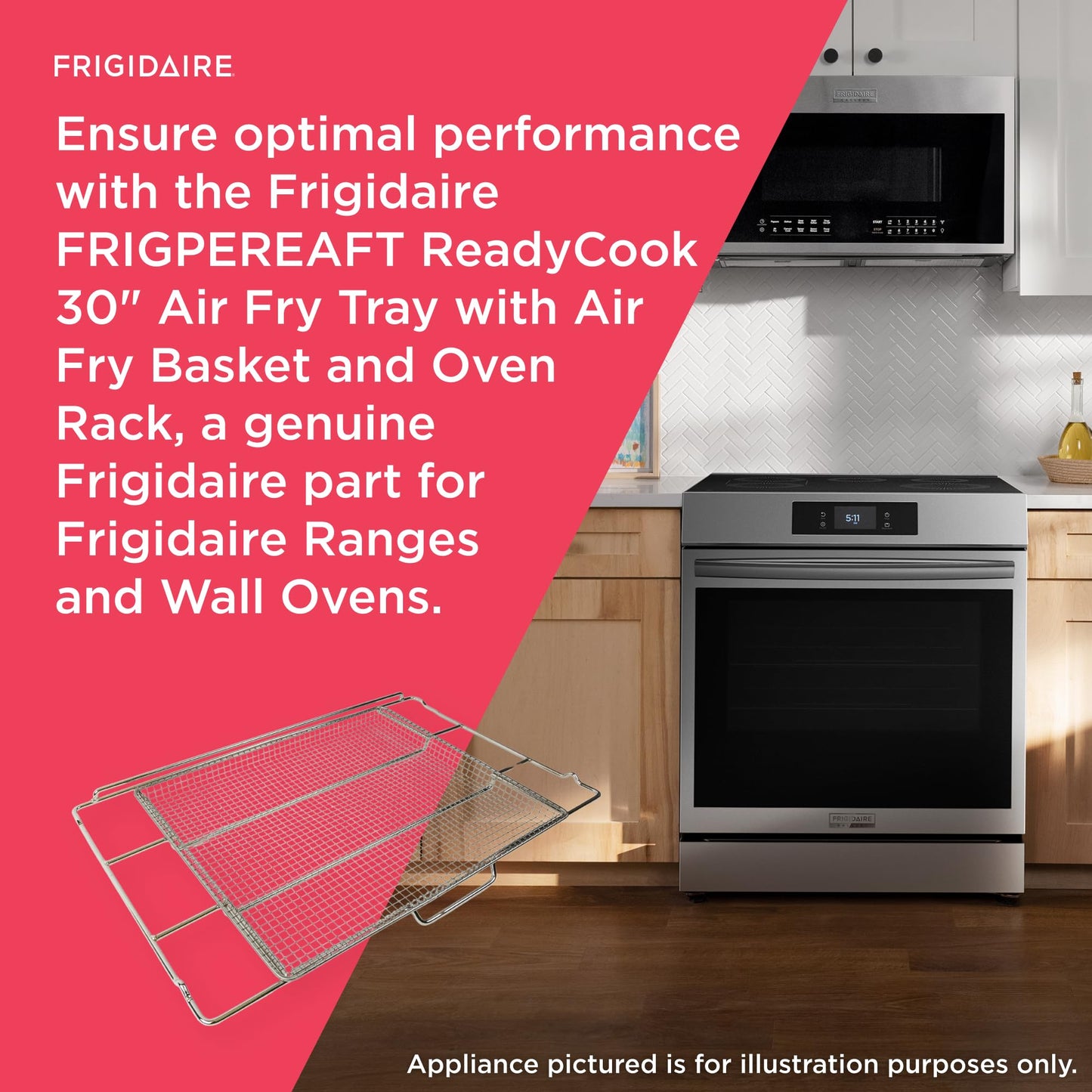 Frigidaire FRIGPEREAFT ReadyCook 30" Air Fry Tray with Air Fry Basket and Oven Rack for Frigidaire Ranges and Wall Ovens