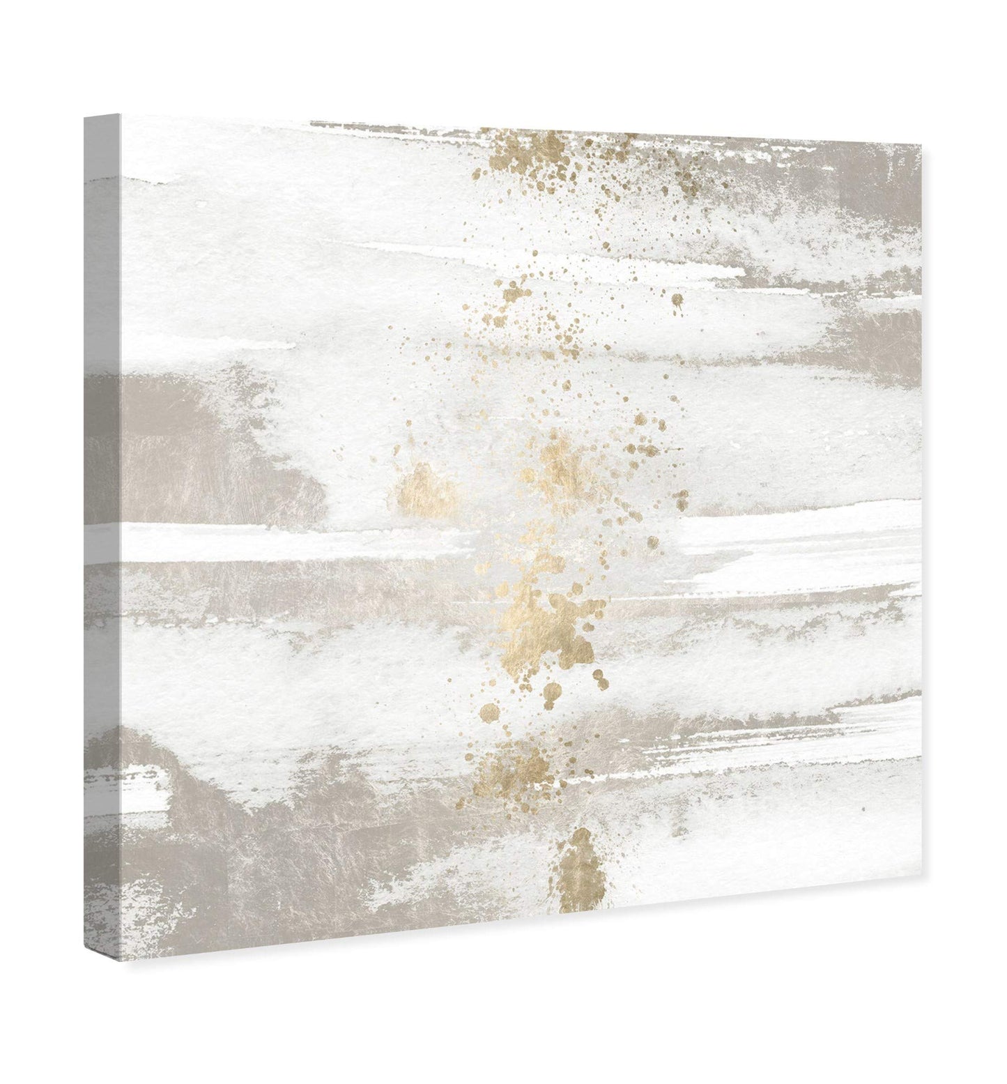 The Oliver Gal Artist Co. Abstract Wall Art Canvas Prints 'Sun and Rain' Paint Home Décor, 24 in x 24 in, White, Gold