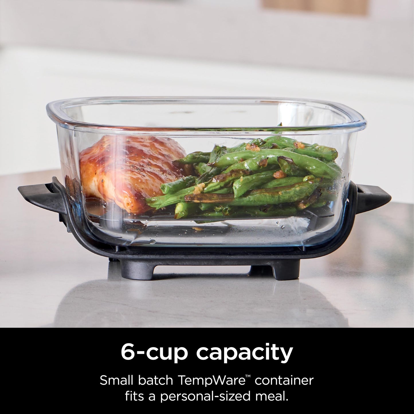 Ninja 6 Cup CleanCrisp Glass Container & Leak-Proof Storage lid, Compatible with Ninja Crispi® Portable Cooking System FN101 Only, Microwave, Freezer & Dishwasher Safe, PFAS & PTFE Free, XSKSFN6CUP