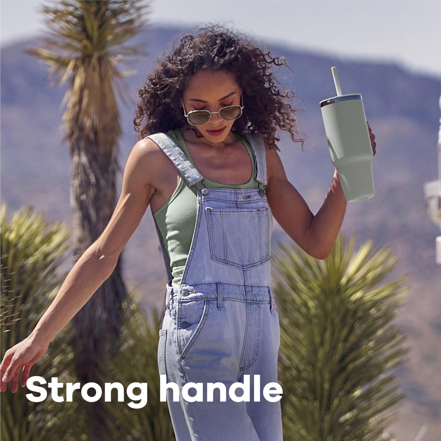 Hydro Flask 40 Oz Travel Tumbler with Handle, Lid and Straw - Insulated Stainless Steel in 40 Oz Aloe Green