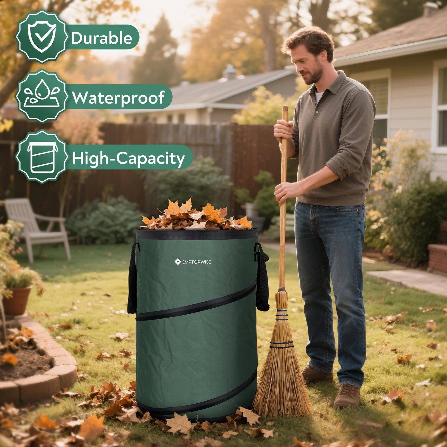 Emptorwise - 2-Pack Collapsible Pop up Trash Cans, Camping and RV Accessories for Inside & Outside, Camper Gear, Tent Essentials, Recycle Can, Travel & Trailer Must-Haves, Garbage Bin and Cool Stuff