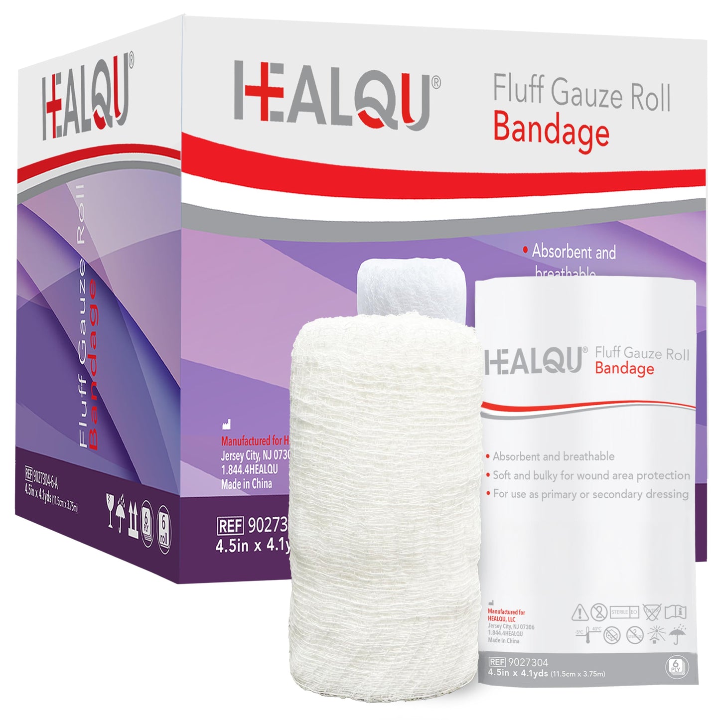 Kerlix Gauze Bandage Rolls - 4 1/2 in x 4.1 Yds, 6 Ply, 24 Single Sterile Pocuhes - Ultra Absorbent, Latex Free, Hospital Grade Cotton Fluff Bandage Wrap Krinkle Style - Wound Care & First Aid -HEALQU