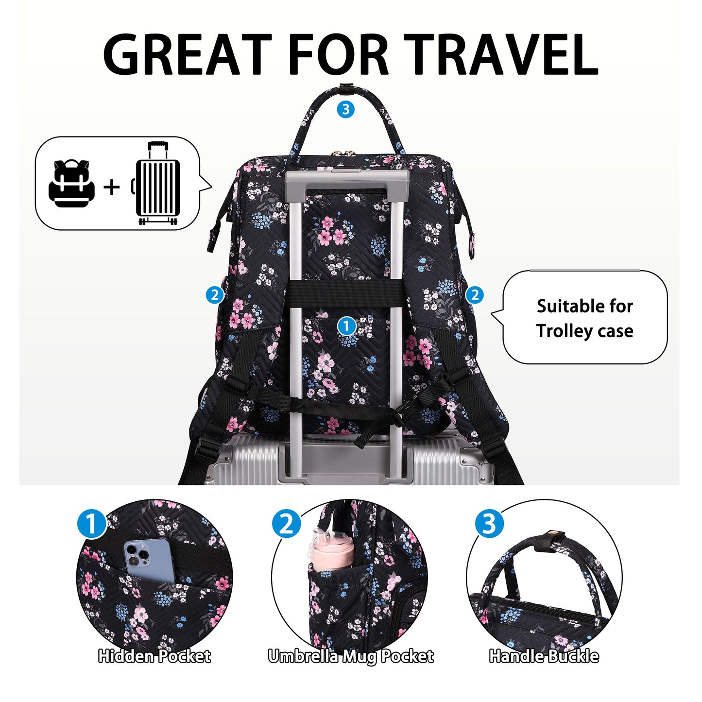 Hidds Laptop Backpack Purse for Women, Work Business College School Commuter Computer Bag Large Girls Nurse Teacher Bookbags Anti Theft Ladies Travel Daypack with Charging Port for 15.6 Inch Laptops