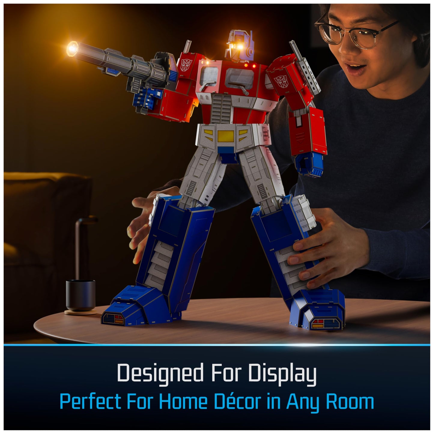 4D Build, Transformers Optimus Prime 3D Model Kit with LED Lights, Transformers Collectibles & Desk Décor, Adult Building Toys, 3D Puzzles for Adults & Teens, 321 Pieces, for Ages 12 & Up