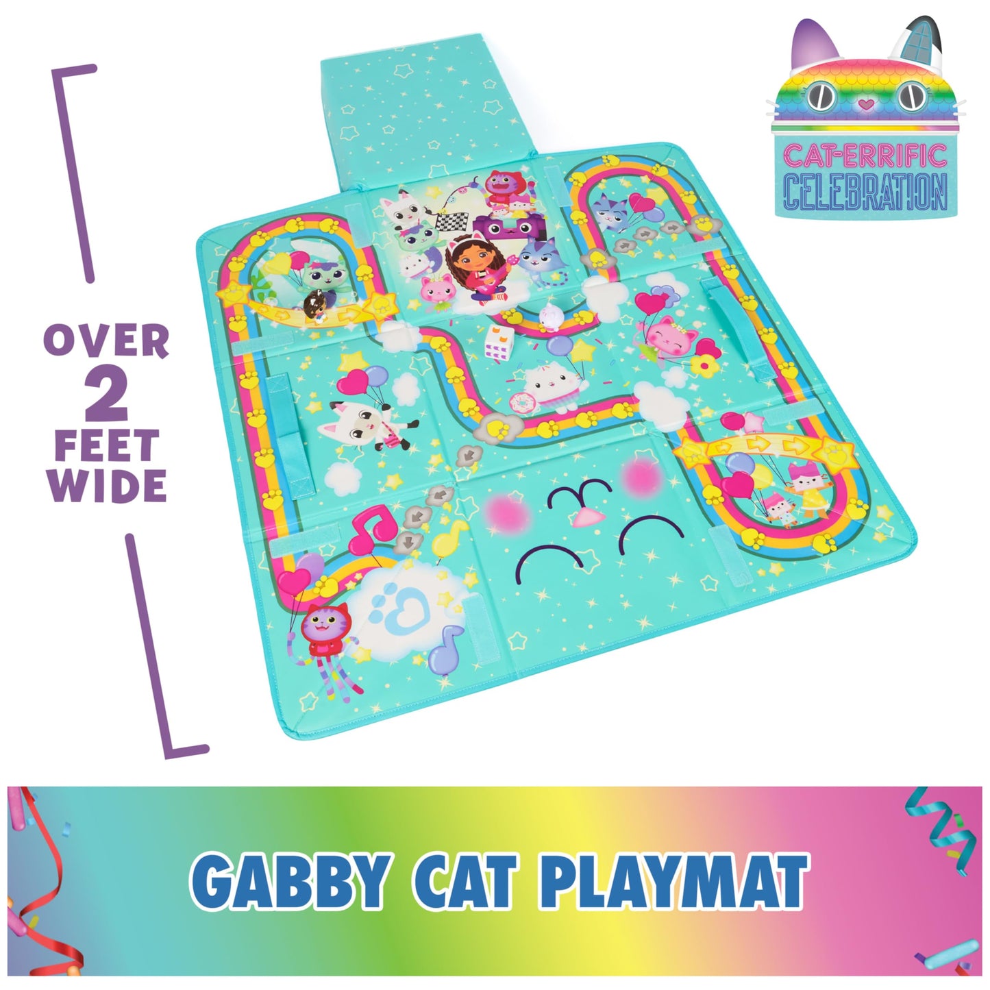 DreamWorks GABBY'S DOLLHOUSE, Gabby Cat Playmat, with 2 Figures, Dollhouse Accessories & Board Game with Dice, Kids Toys for Girls & Boys Ages 3 and Up