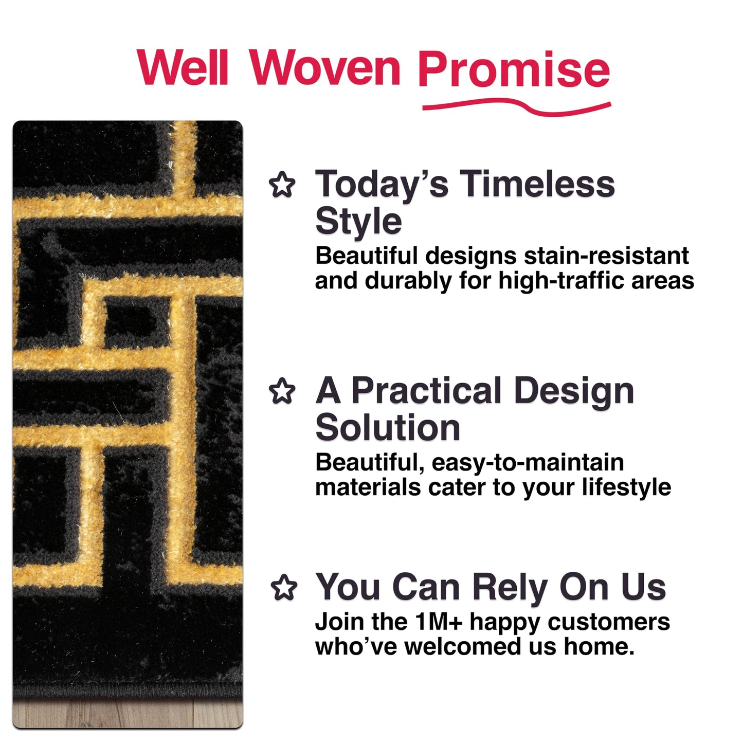 Well Woven Lezlee Abstract Modern 2' x 3' Area Rug Black Gold Marble Border - for Entryway, Office, Accent
