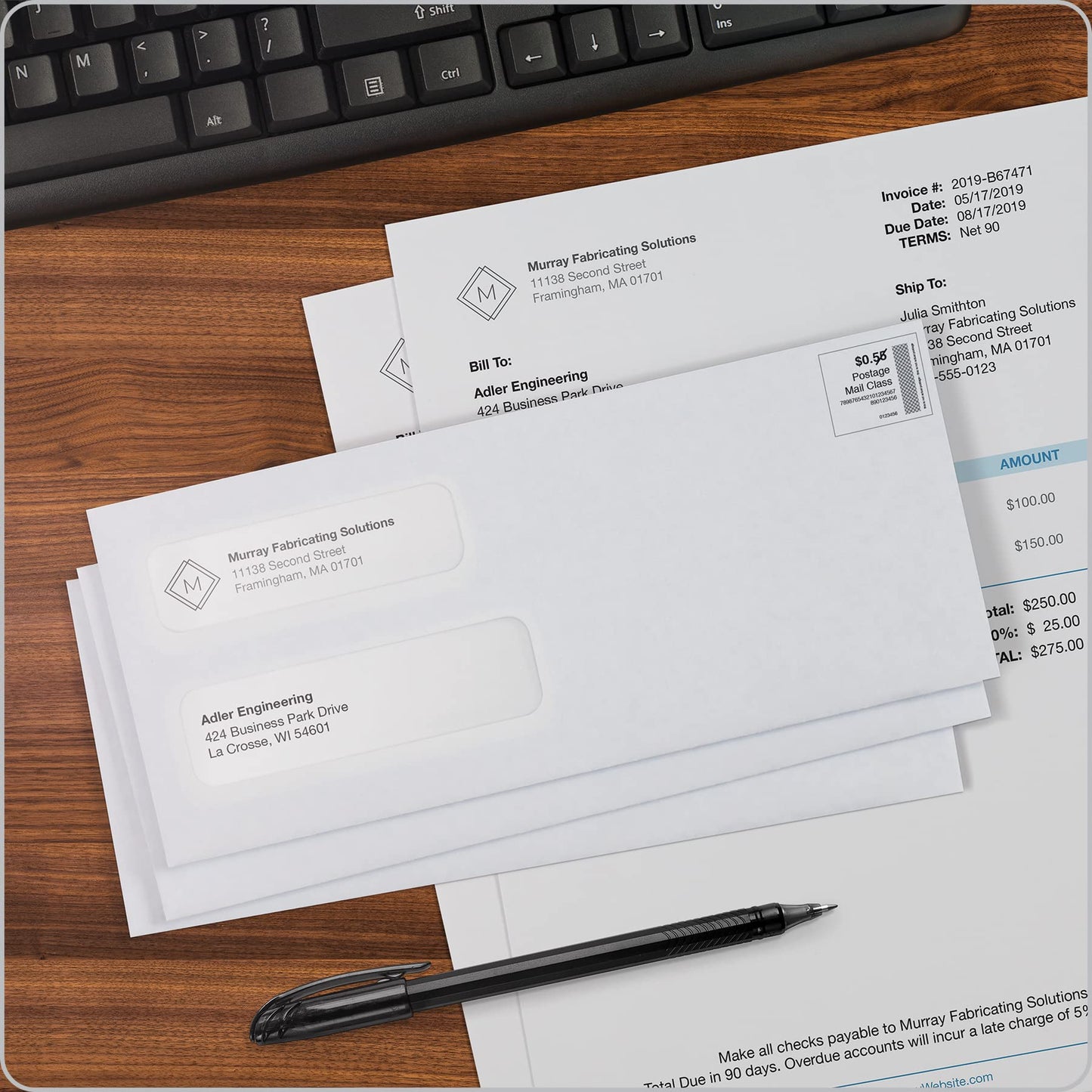 Columbian #10 Security Envelopes, 500 Pack, Double Window Self Seal Envelopes for Invoices, QuickBooks Checks and Business Mailings, 4-1/8 x 9-1/2 Inches, Durable 24 lb White Paper