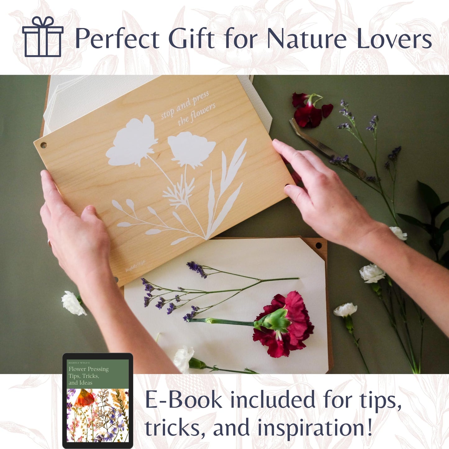 Rightly Wyld Hardwood Flower Press Kit | 8x10 in. Botanical Art Press | Up to 8 Layers | Adults & Kids | Giftable | Non-Foldable
