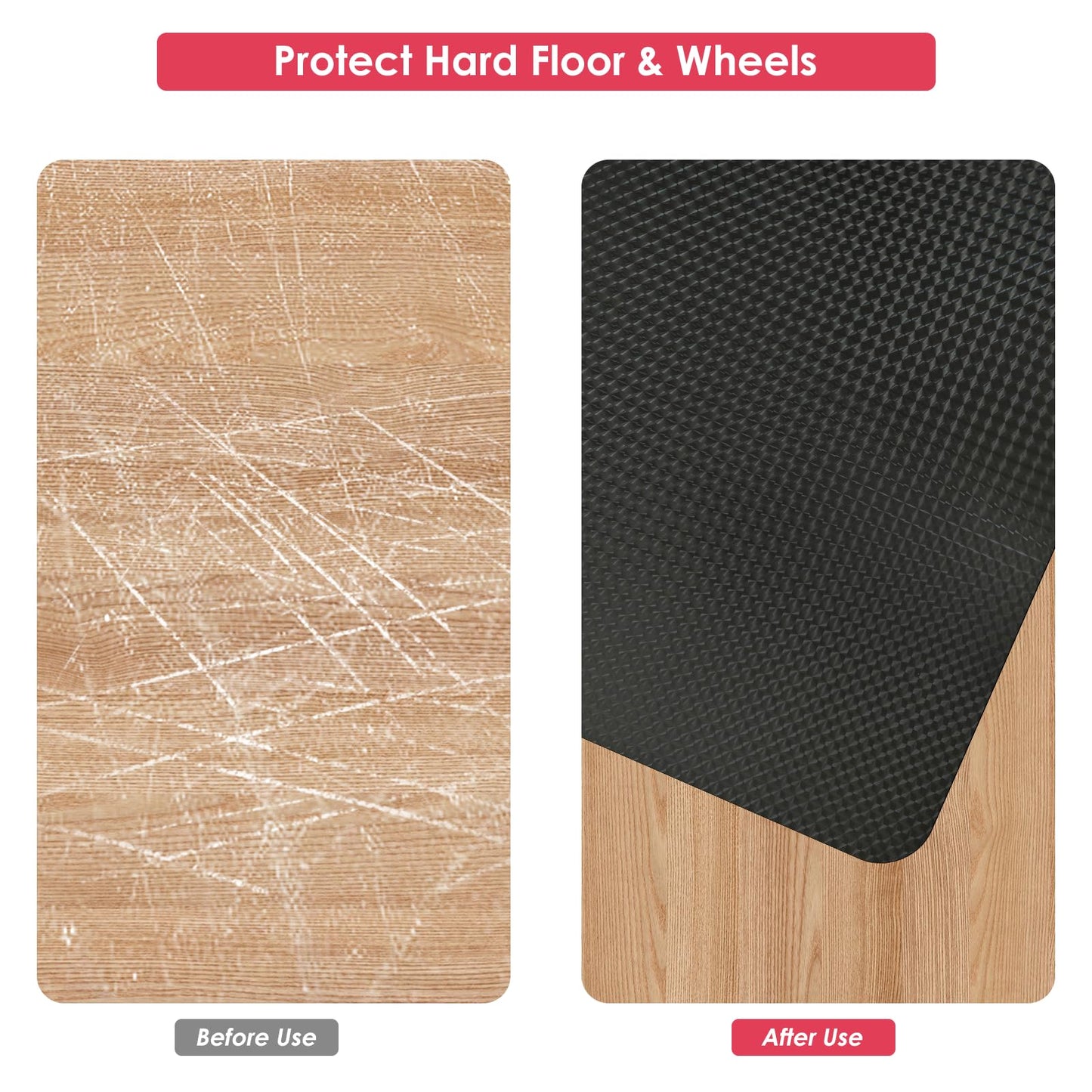 Vicwe Gaming Chair Mat for Hardwood Floor, 48"×36" Office Chair Mat, PVC Computer Chair Mats, Easy Glide, Floor Protector for Rolling Chair-Black