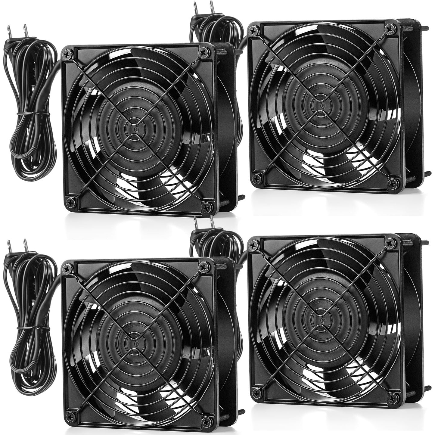 Glooglitter 4 Pack 120V AC Fans Muffin Fan Waterproof18W 2850RPM 90CFM Life 50000 Hours Small Cooling Ventilation Exhaust Projects (120mm)