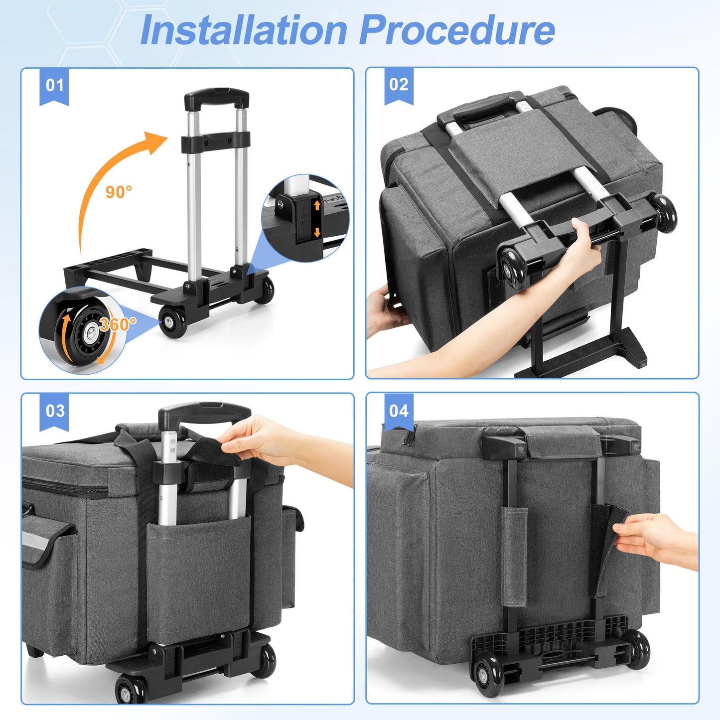 Trunab Medical Bag on Wheels with Detachable Trolley, Rolling Nurse Tote with Removable Dividers, First Responder Bag Empty with Adjustable Shoulder Strap for Nurse, Doctor, BAG ONLY