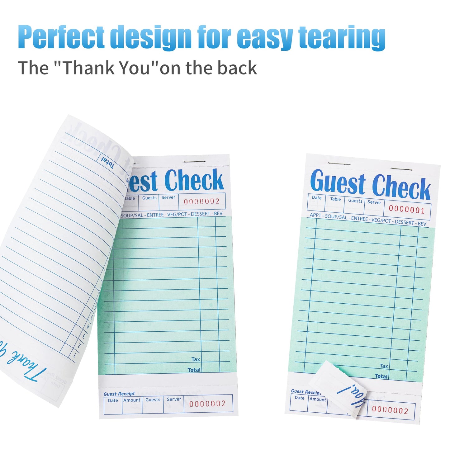 ZPARIK 48 Pack Green Guest Checks Books for Servers Server Note Pads, Waiter Checkbook, Waitress Notepad for Restaurants, Paper Checks 50 Sheets/Pack, 2400 Total Tickets