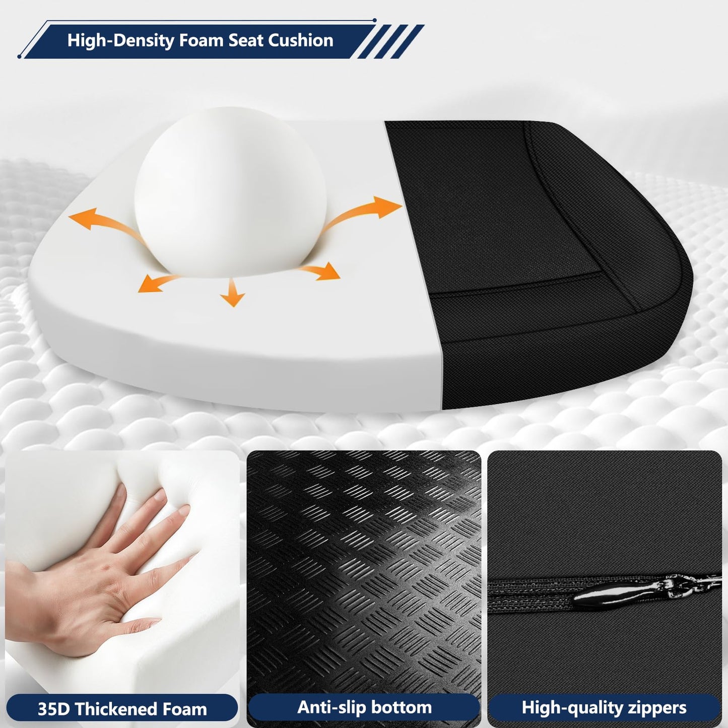 JIPORIER Seat Cushion,Lumbar Support Pillow for Office Chair,Ergonomic Memory Foam Back Support Pillow, High Density Foam Chair Cushion for Sciatica Pain Relief Coccyx Pad for Chair,Car,Desk,Black