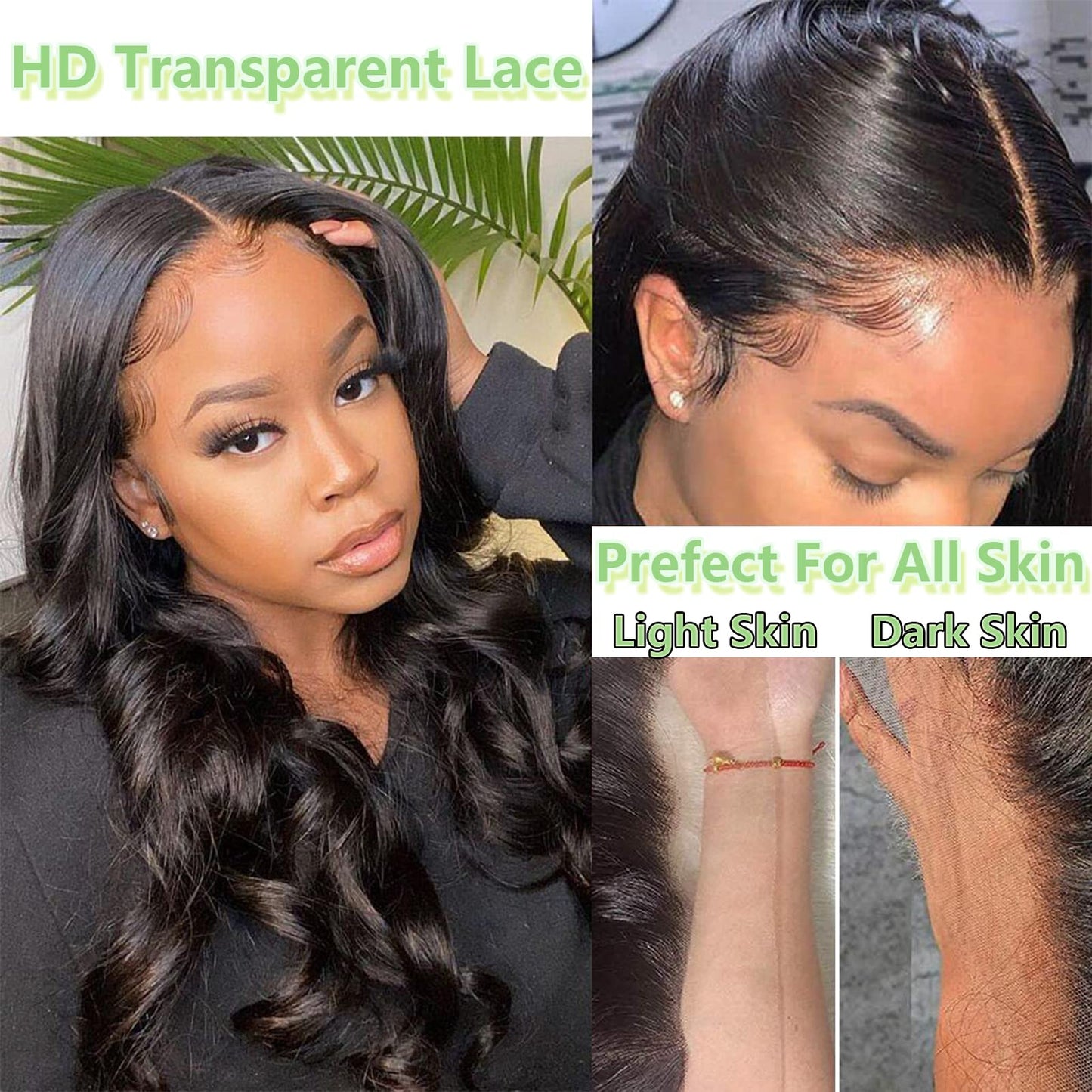 360 Body Wave Lace Front Wigs Human Hair Pre Plucked 180% Density Full Lace Human Hair Wigs Brazilian Virgin Body HD Human Hair Lace Front Wigs for Women Natural Color 22Inch