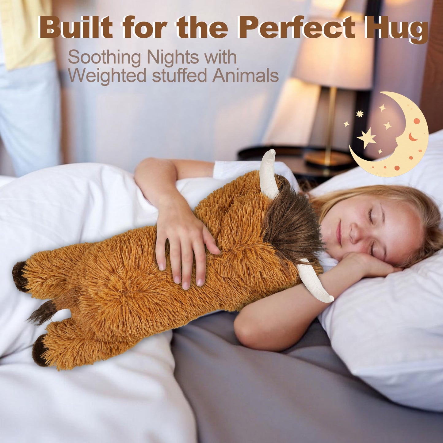 4 lbs Weighted Stuffed Animals, Cute Highland Cow Stuffed Animals-Weighted Cow Plush Toy Gifts for Kids,Adults,Boys and Girls (21inch)