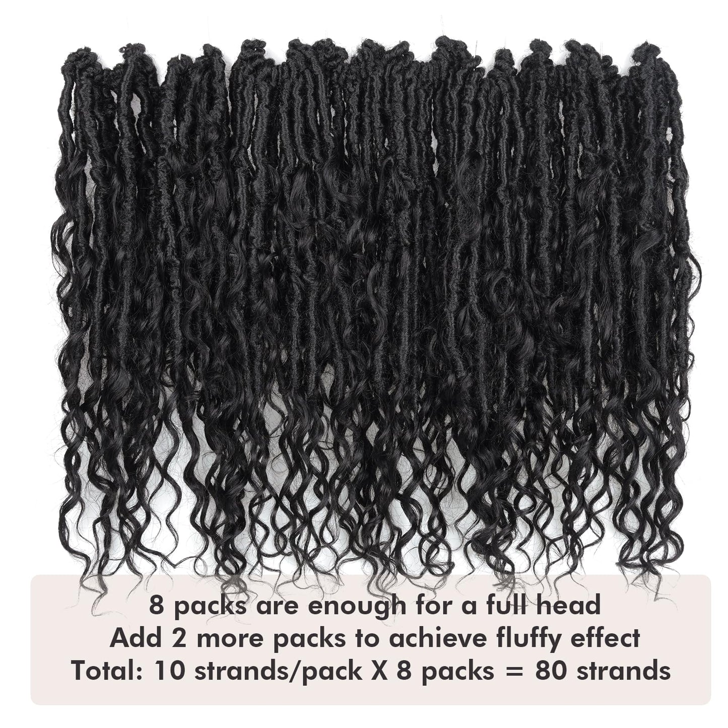 ToyoTress Boho Butterfly Locs With Human Hair Curls - 16 Inch 8 Packs Natural Black Handmade Pre-Looped Crochet Hair For Black Women Human Hair Locs, Boho Faux Locs Crochet Braids (16 Inch, 1B-8P)