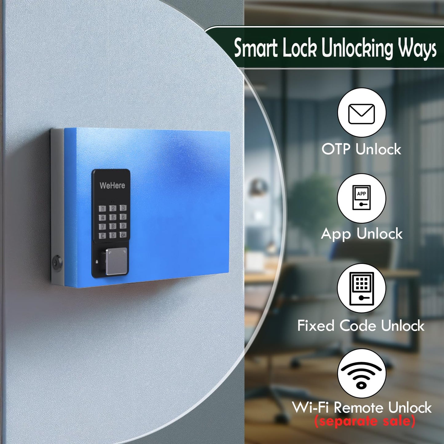 WeHere 16 Key Lock Box Wall Mount, APP Bluetooth/One Time Password Share/Wi-Fi Remote/Fixed Code/Key Unlock, Smart Key Cabinet, Key Organizer Box for Apartment, Hotel, Office, House Key Manage