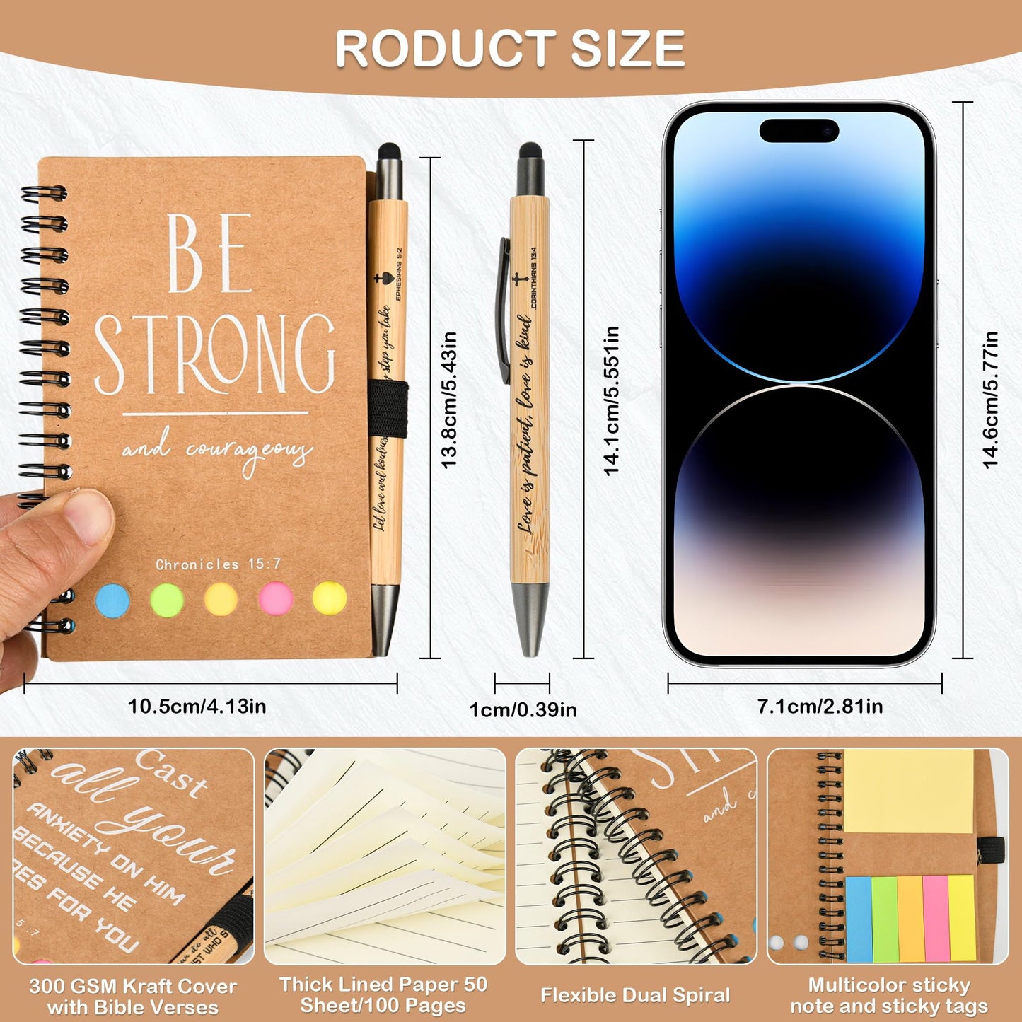 INSADA Christian Prayer Journal Bulk Spiral Notebook with Sticky Notes Small Notepad, 4.13”x 5.43”,for Friends Family religious inspirational Gifts (60 sets)