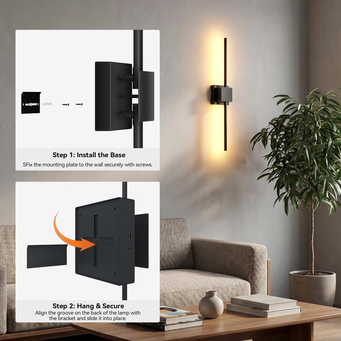 Battery Operated Wall Sconces Set of 2, 𝐔𝐩𝐠𝐫𝐚𝐝𝐞𝐝 8000mAh Rotatable Picture Lights with Remote Control, Dimmable 3000-6500K LED Rechargeable Wall Lights for Living Room Bedroom Mirror, 28.3In