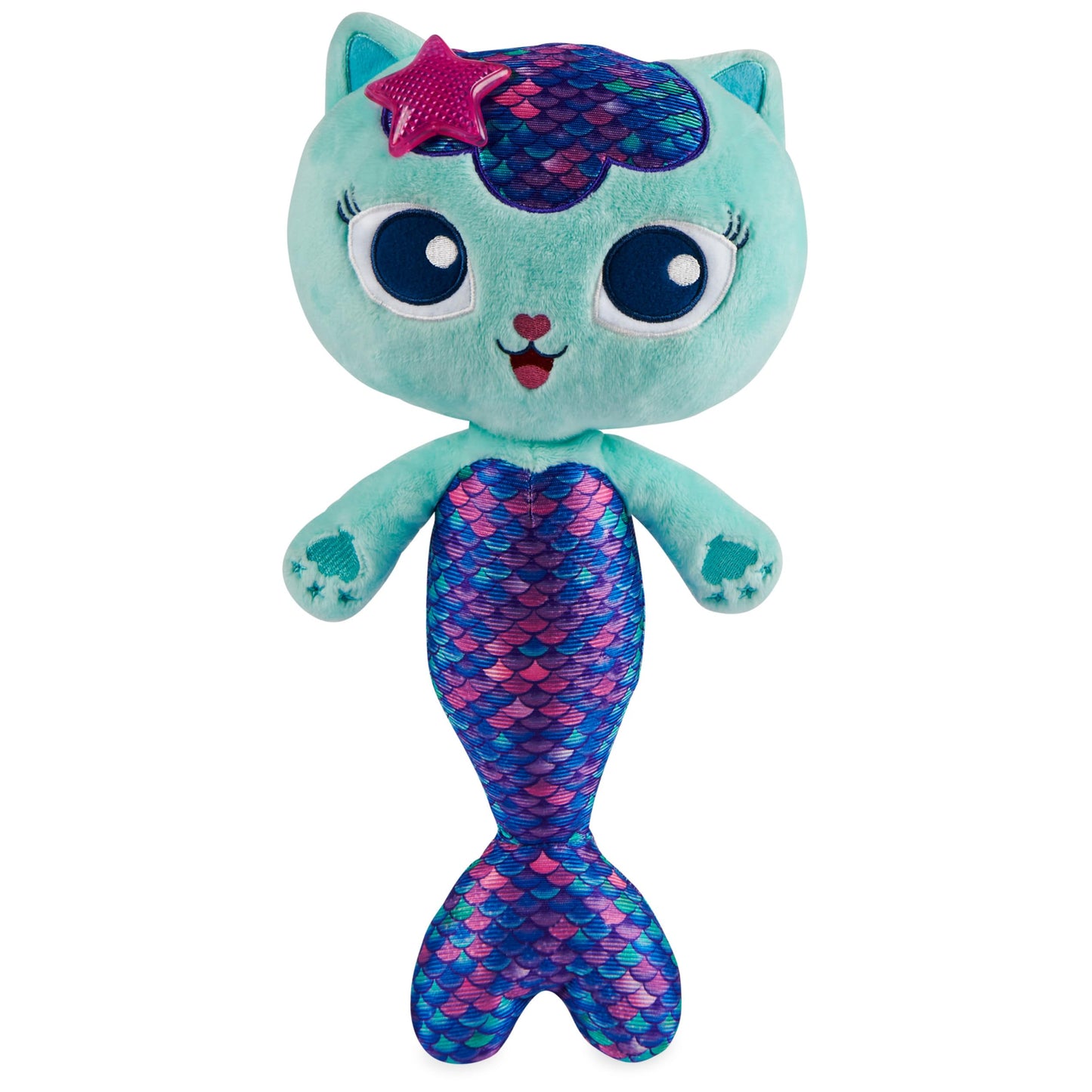 Gabby’s Dollhouse, 14-inch Interactive Talking Mercat Plush Kids Toys with Lights, Music and Phrases Stuffed Animals for Girls and Boys Ages 3 and up