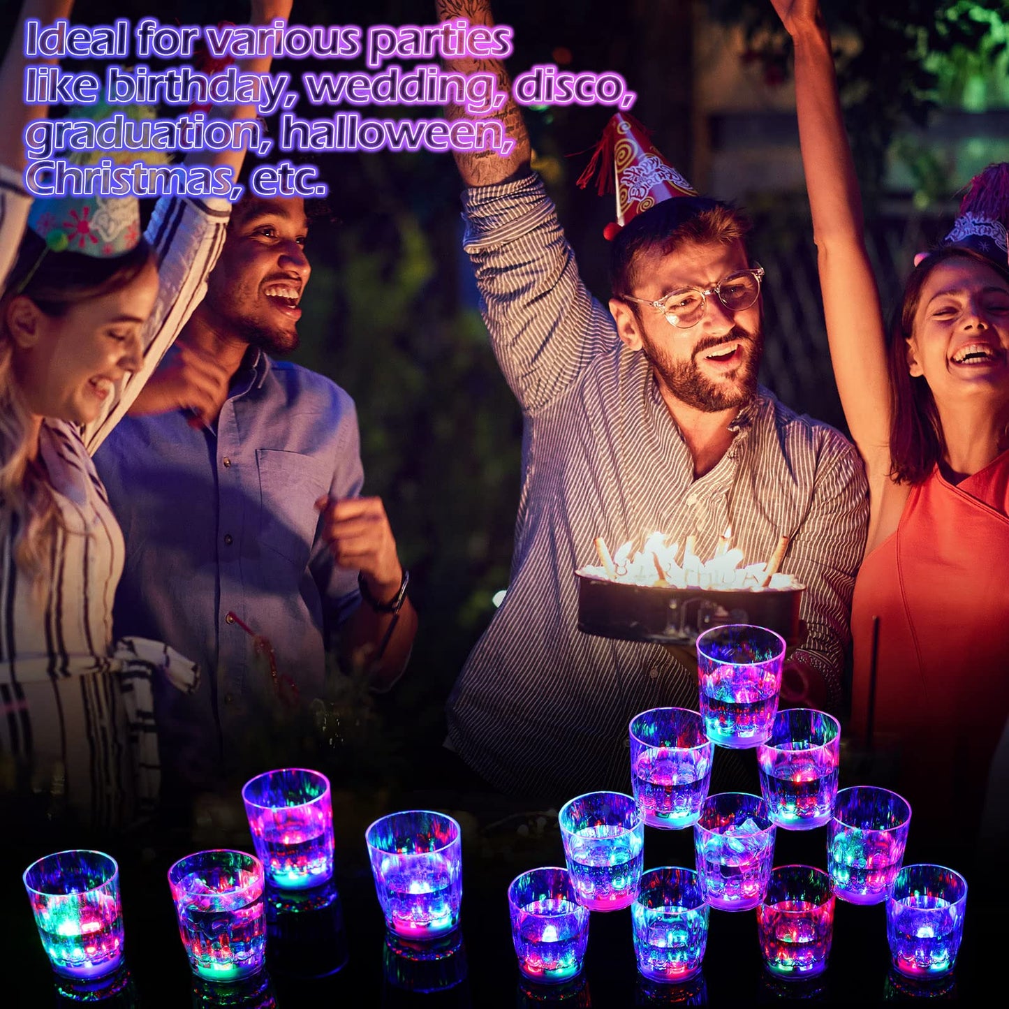96 Pieces Light up Shot Glasses Party Favors for Adults, LED Flash Light up Drinking Cups Plastic Blinking Barware, Glow in the Dark Party Supplies for Night Club Bar Graduation Birthday Wedding Disco
