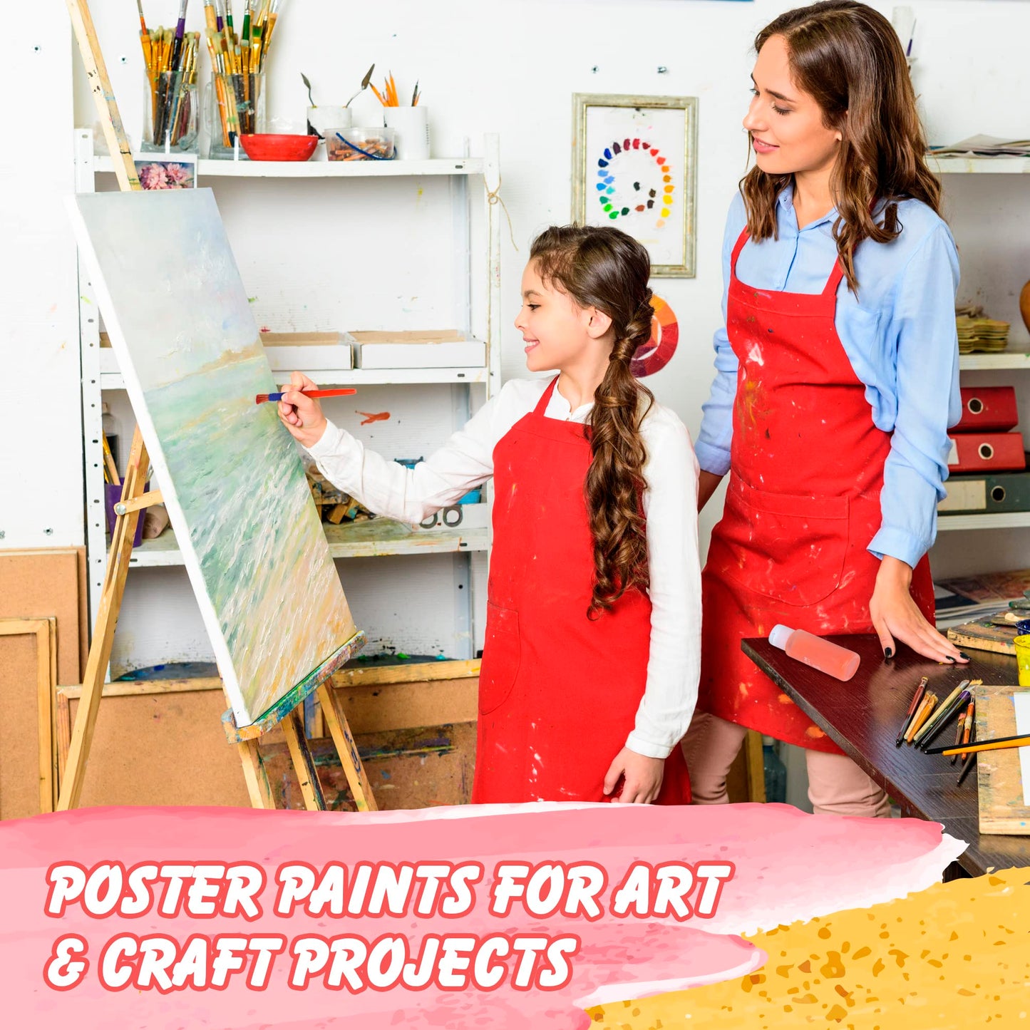 Kids Tempera Paint Set | Value Pack Includes 40 Washable Non-Toxic Colorful Paints (2oz bottles) & 15 Brushes | Metallic, Neon, Glow In The Dark, Glitter Paints | Hand, Finger Paints | Paint For Arts & Crafts, Fun Projects