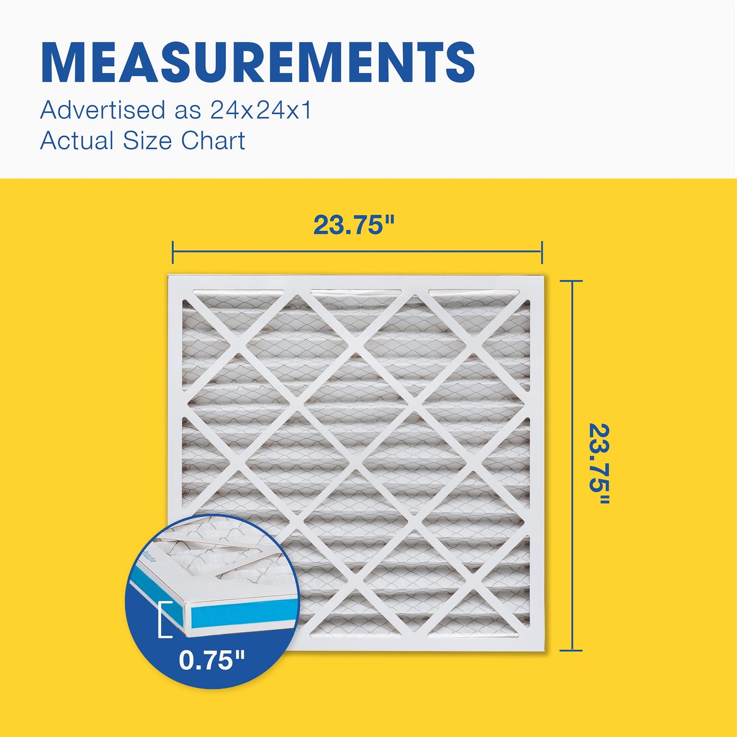 Aerostar 24x24x1 MERV 13 - 6 Count - Pleated HVAC, Furnace & Air Conditioner Filters - Removes Bacteria, Dust, Cold & Flu Germs, Lint, Mold, Pet Dander, Allergy-Causing Pollen, Smog, Smoke & Viruses