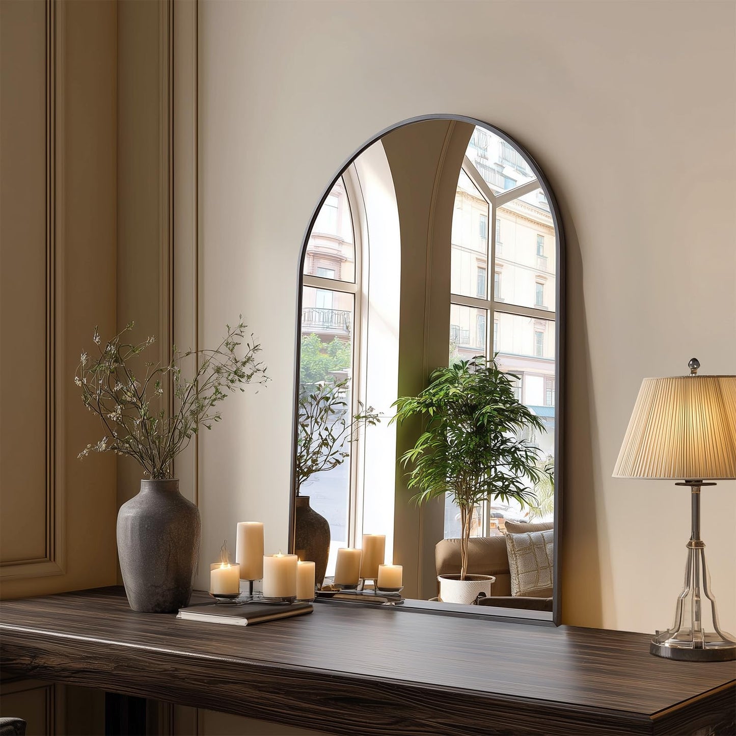 Bathroom Mirrors for Over Sink, 20"x30" Arched Mirror for Wall, Metal Black Framed Mirrors Modern Vanity Mirror for Bathroom Living Room, Bedroom and Entryway, Black