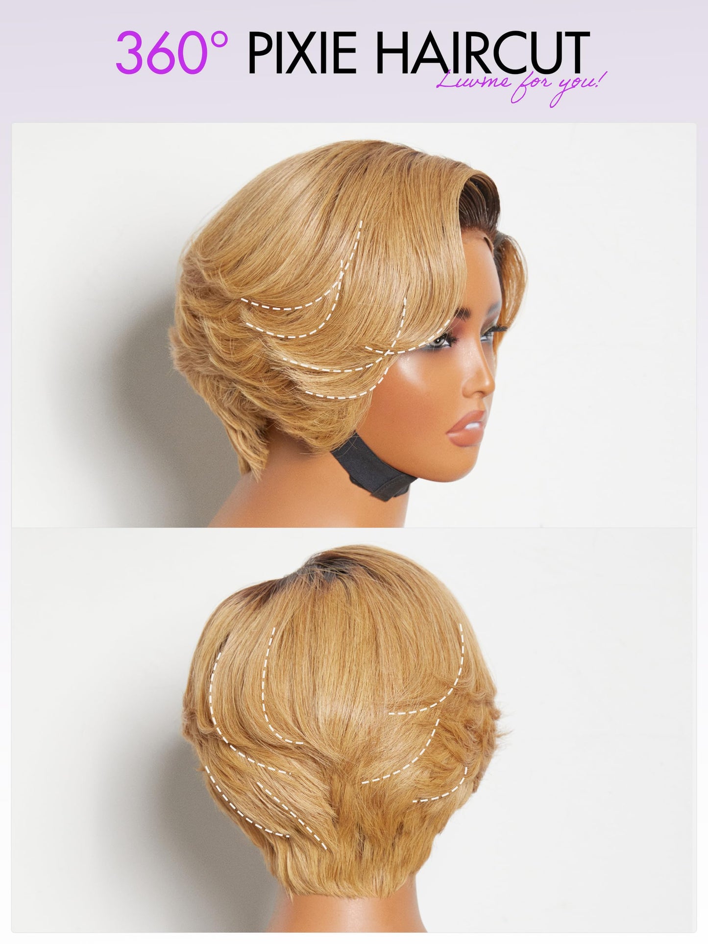 LUVME Ombre Blonde 4x4 Bob Wig Human Hair Glueless Wigs Human Hair Pre Plucked Pre Cut 6 inch Lace Front Glueless Wigs Human Hair 180% Density Short Bob Wigs for Women