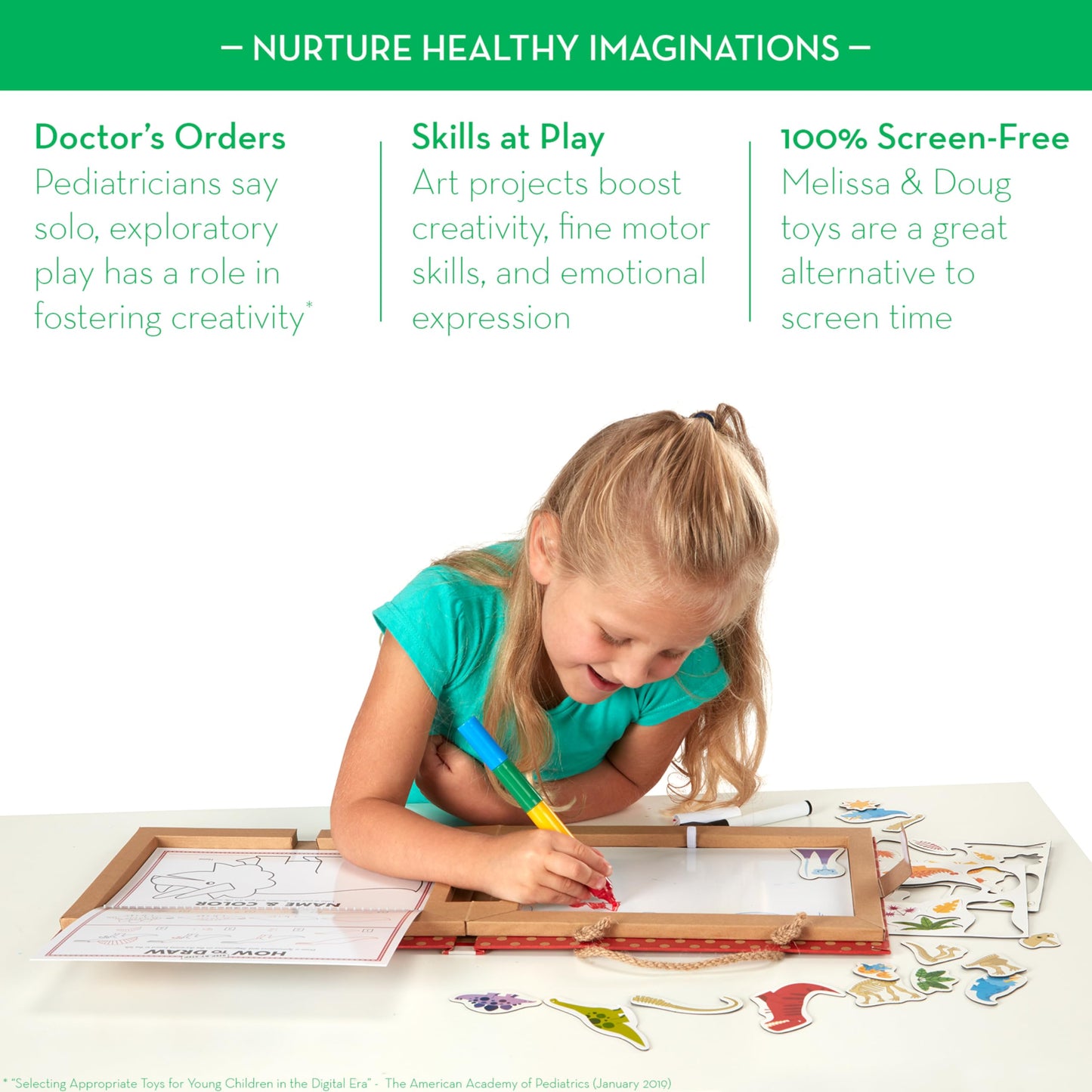 Melissa & Doug Natural Play: Play, Draw, Create Dinosaurs Drawing Activity Set & Magnet Kit - Reusable Mess-Free Travel Activity