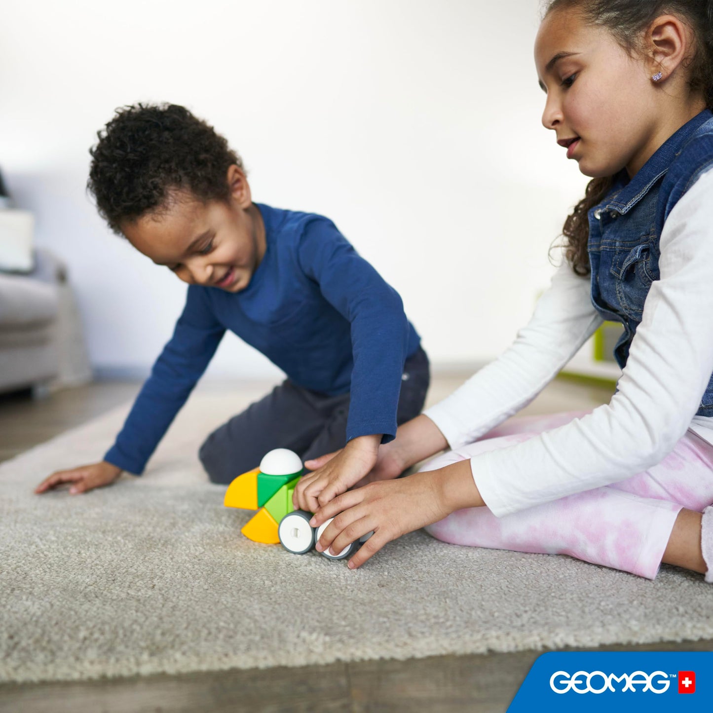 GEOMAG Magnetic Toys | Magnets for Kids | 13 Pieces | Magicube Shapes Wheels Set | Early Learning STEM Educational Building Blocks | Recycled Plastic | Ages 1-5