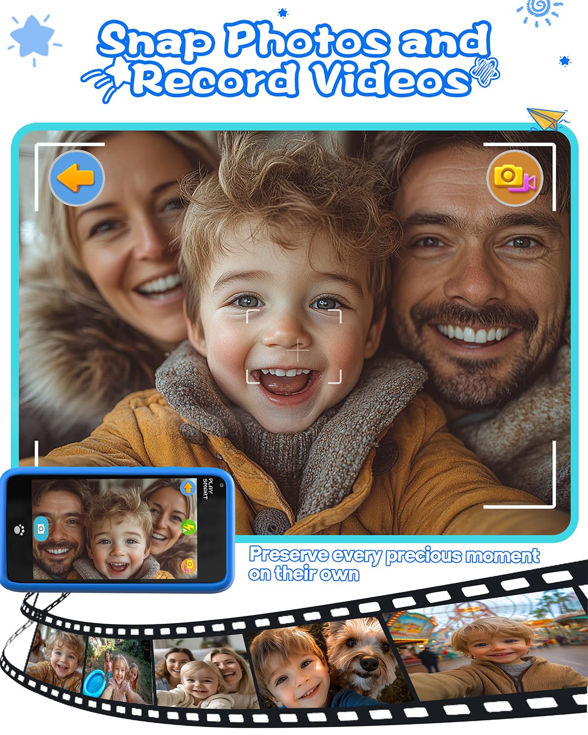 MOMILLA Kids Toys Smart Phone, 3.97" Touchscreen, Birthday Gifts for Kids, 16GB Toddler Learning Cell Phone with Games, Boys Girls Toys for Age 3 4 5 6 7 8 9 Year Old（Front Camera Only