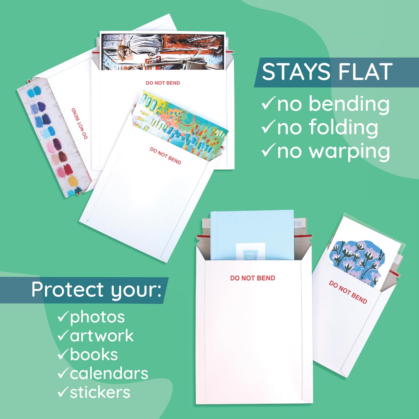 Blue Summit 25 Pack 12.75x15 Rigid Mailers, Cardboard Envelopes, Do Not Bend Photo Mailers, Cardboard Envelopes for cards, For Paper Document, Pictures, and Magazine