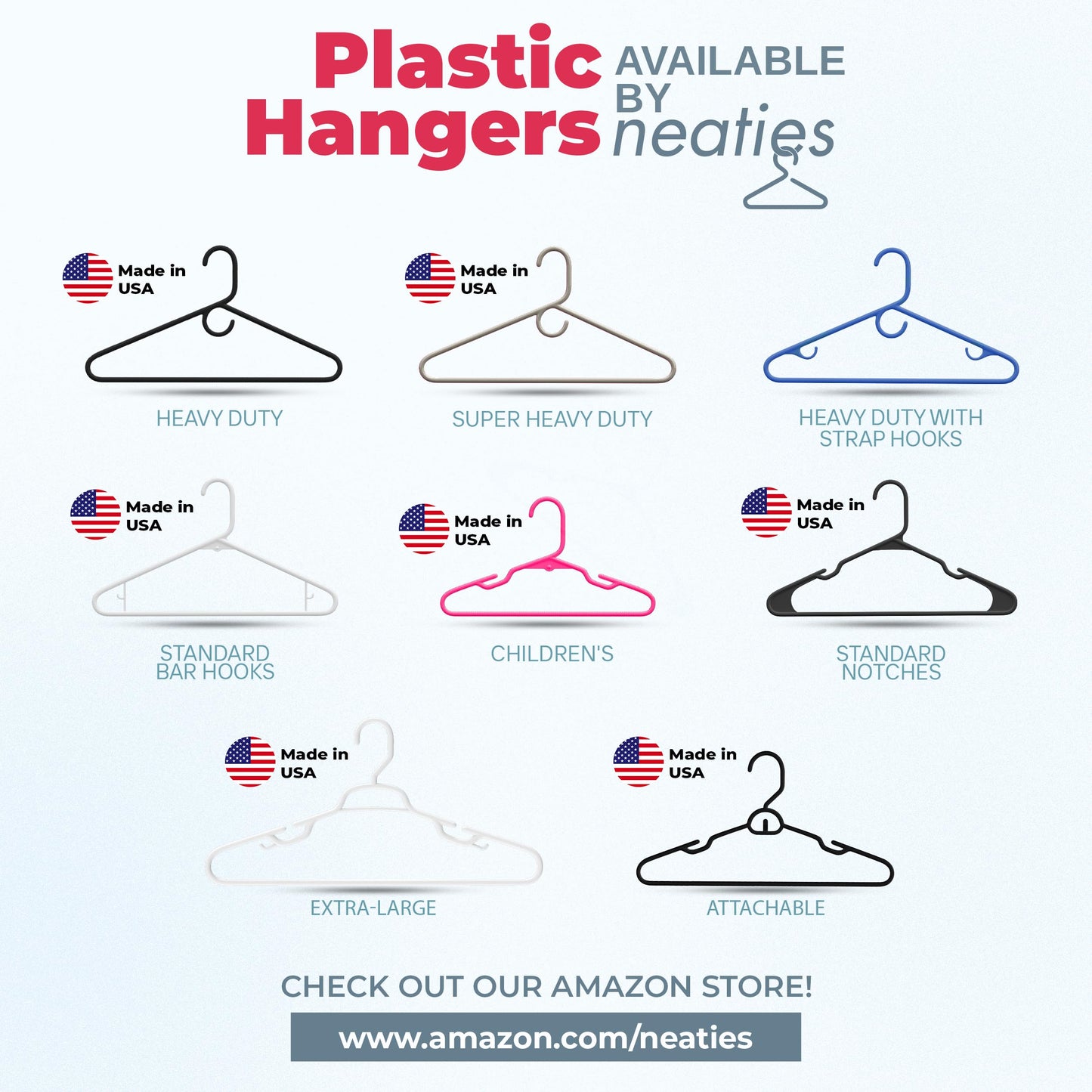 Neaties Super Heavy Duty Clothes Hangers 36 Pack – Made in The USA - 10lb Capacity, Thick Plastic Hangers for Pants, Coats, Jackets, Jeans and Adult Clothing – White