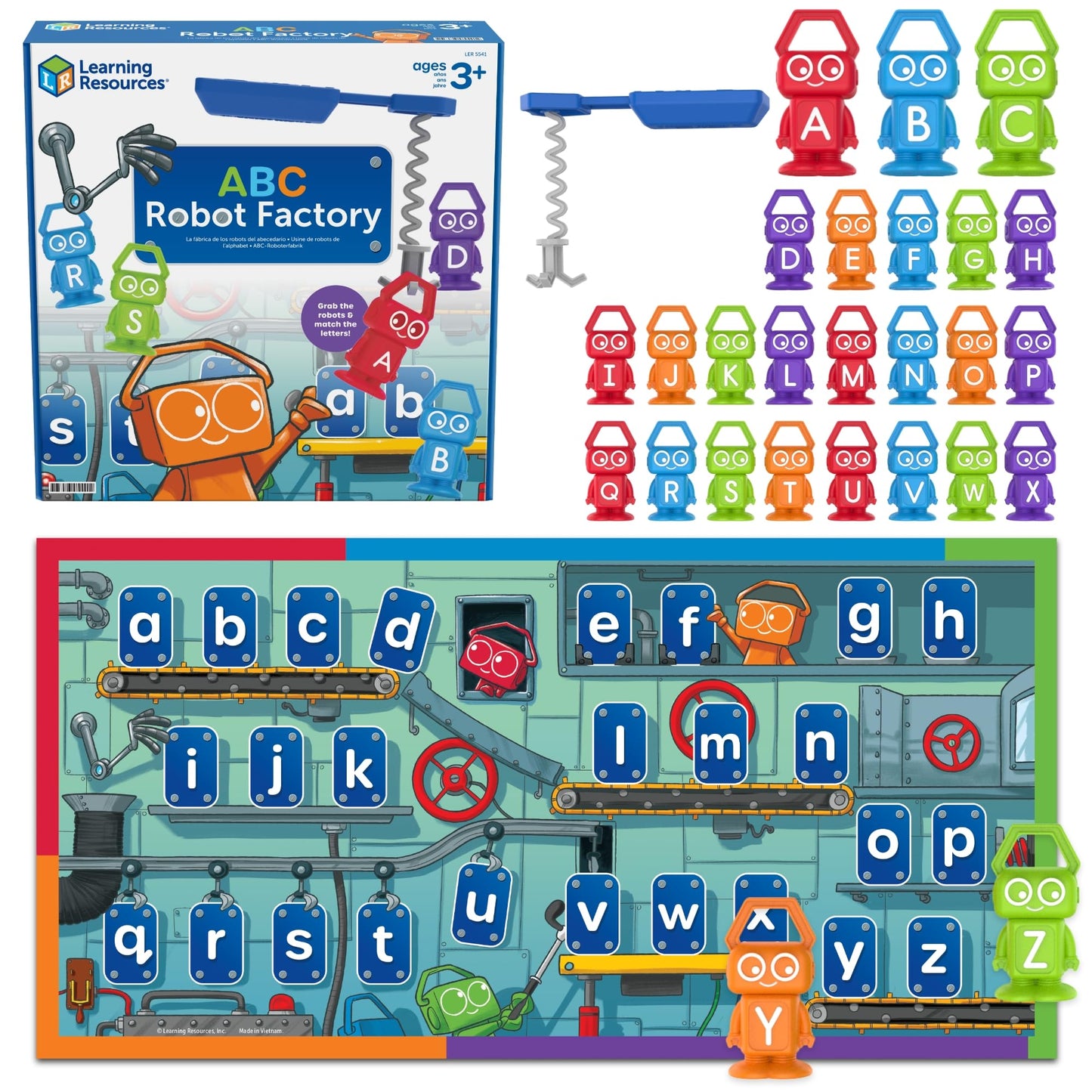 Learning Resources ABC Robot Factory - Alphabet Learning Toys for Toddlers, Letter Recognition for Preschoolers, Fine Motor Matching Letter Game, Educational Kids Preschool and Homeschool Board Games