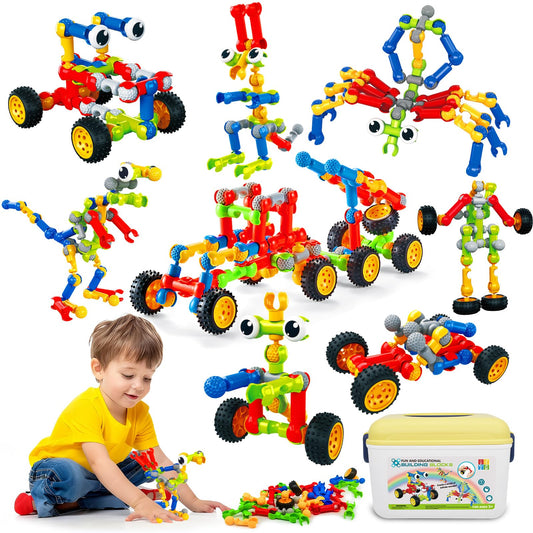 Caferria - STEM Building Blocks for 3 4 5 6 7 8 Year Old Birthday Gift 142 Pieces Building Toys for Preschool Classroom Educational Toy Building Sets