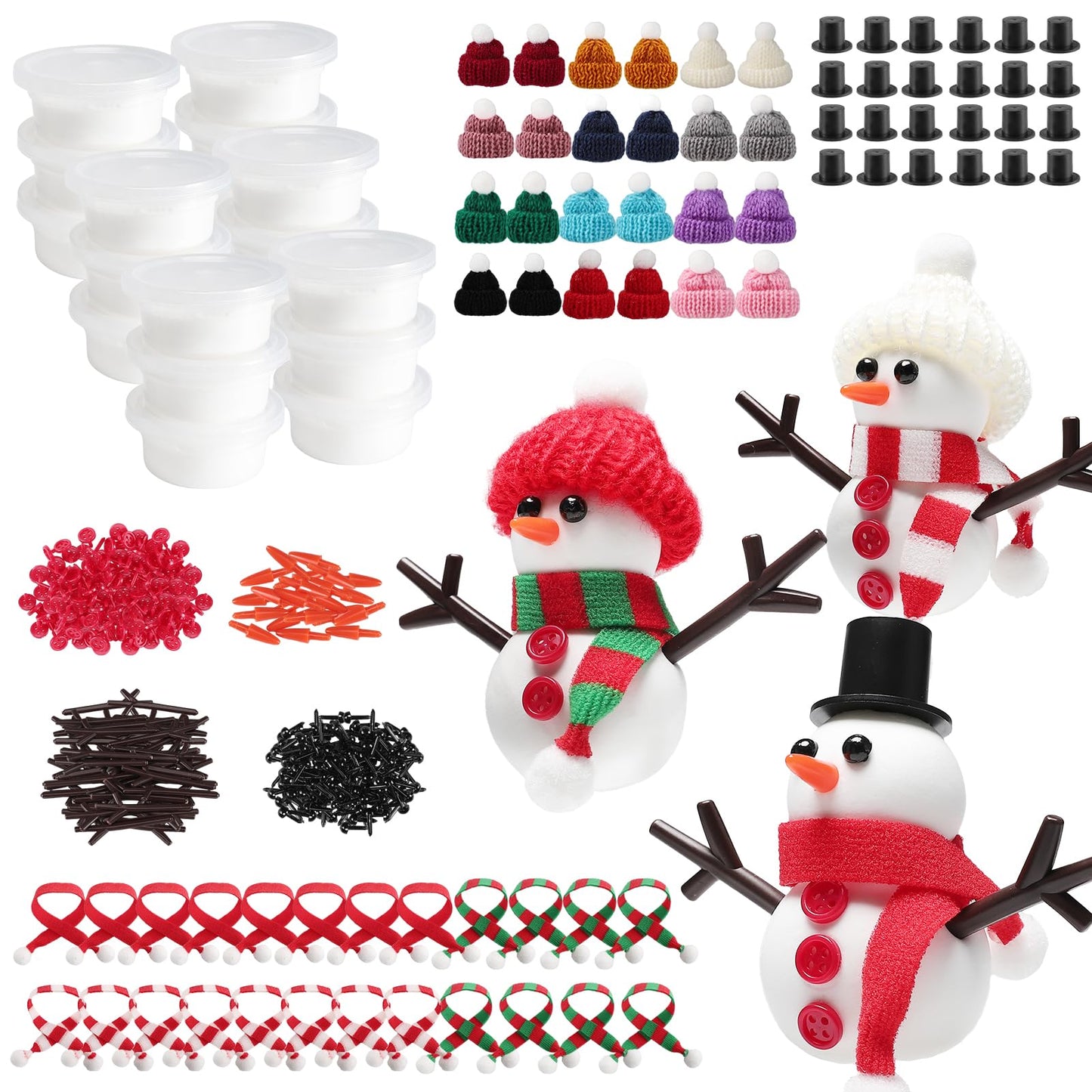 Cosweet 24 Pack Christmas Snowmen for Kids - Build a snowman kit with air dried clay, gift for parties, winter activities, leisure