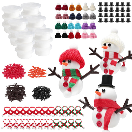 Cosweet 24 Pack Christmas Snowmen for Kids - Build a snowman kit with air dried clay, gift for parties, winter activities, leisure