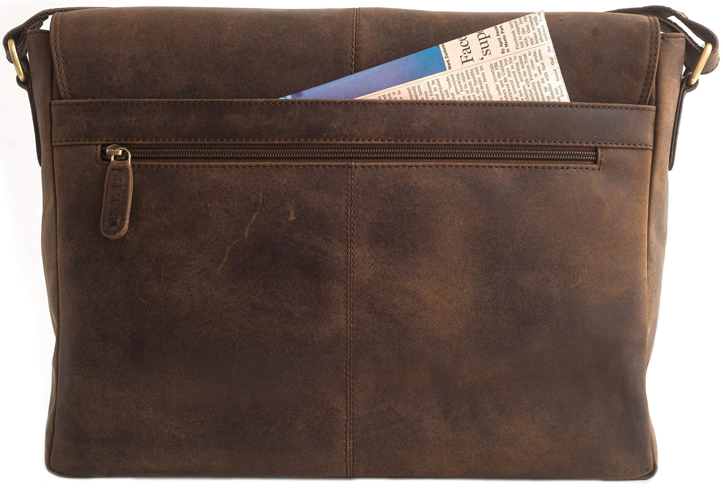 LEABAGS Leather Briefcases for Men - Genuine Leather Cambridge 15 Inch Laptop Bag - Messenger Bag Vintage Shoulder Bag