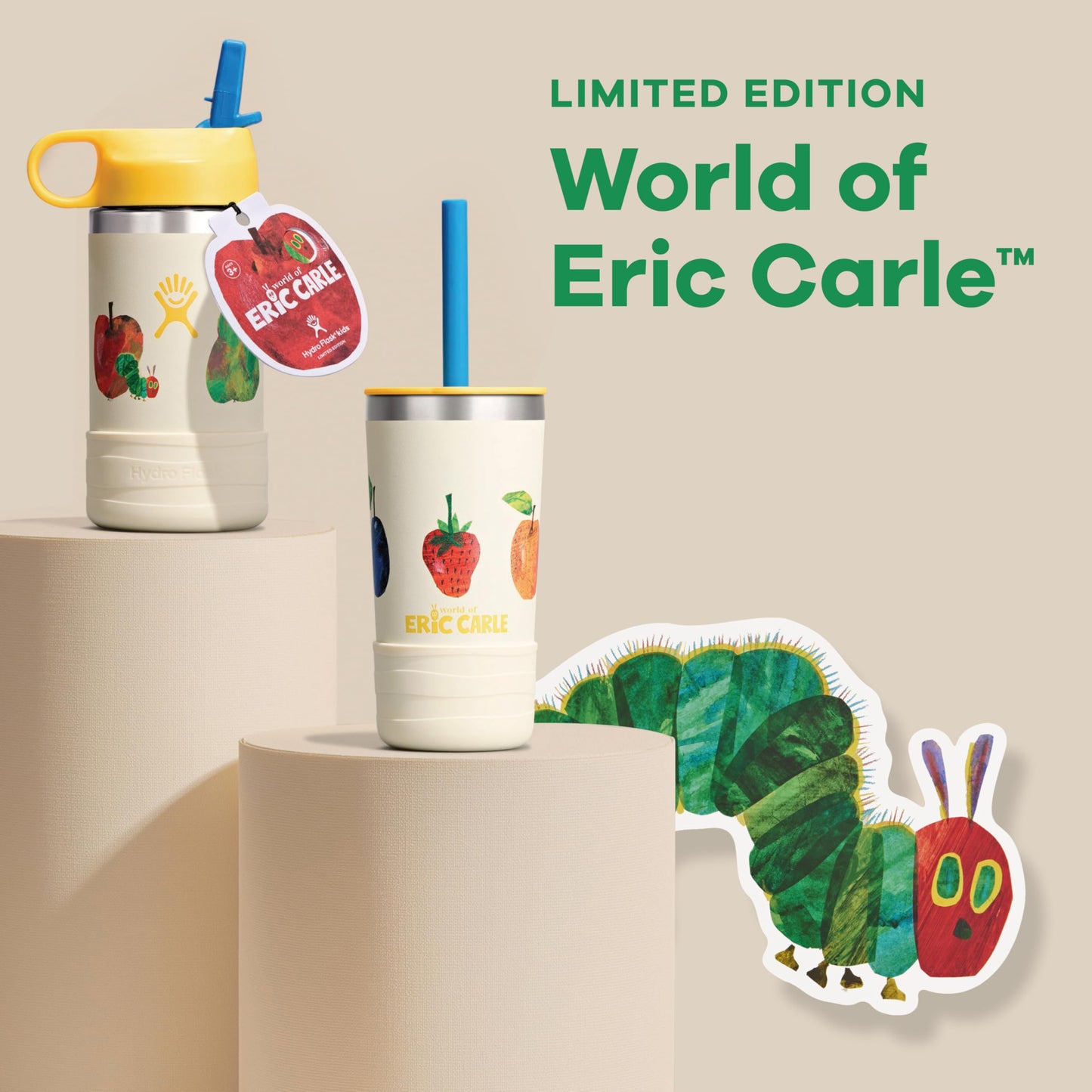 Hydro Flask Kids Water Bottle and Tumbler Bundle Set for School - Stainless Steel and Insulated with Straw Cap - 12 Oz World of Eric Carle™ Fruit