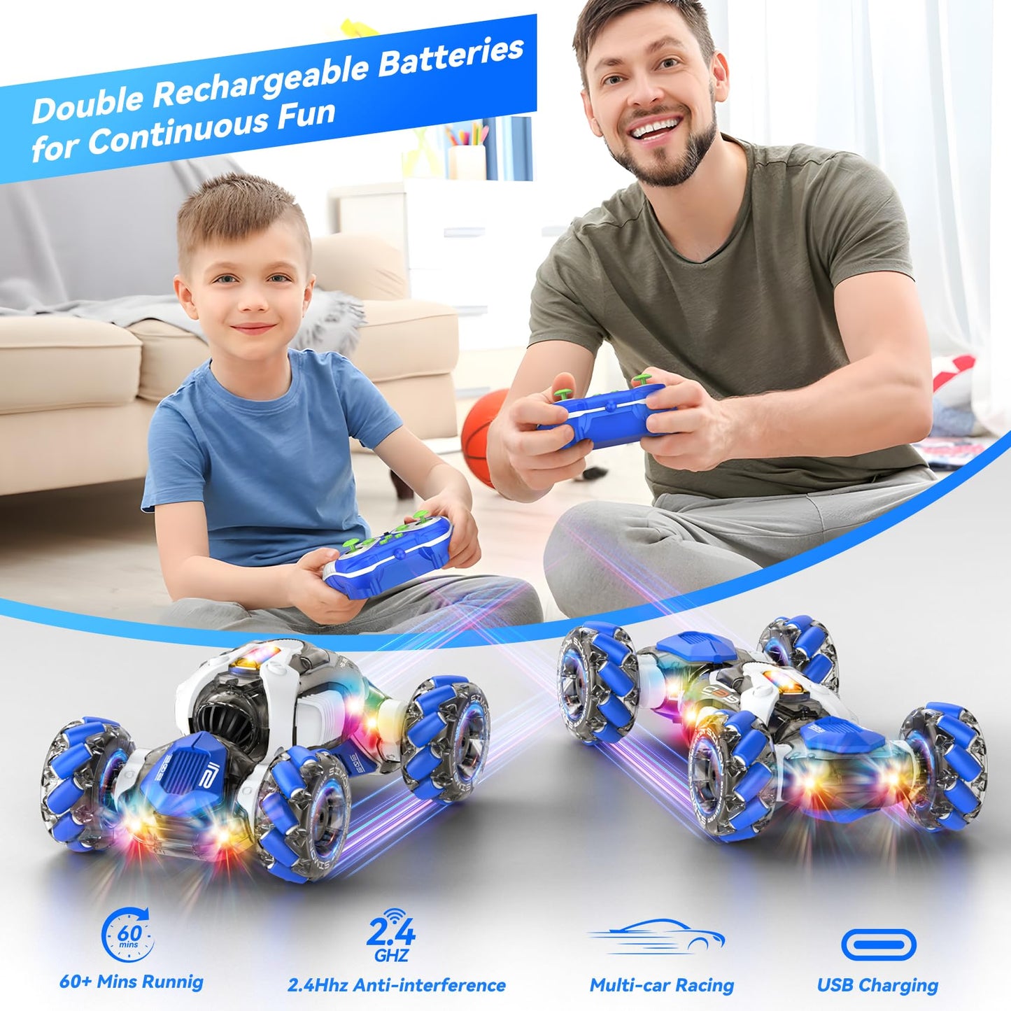 Nicella Gesture Sensing RC Stunt Car, 360° Rotating 4WD Remote Control Transform Hand Controlled Car - Fun Toys for 6 7 8 9 10 11 12 13 Year Old Boys Girls Birthday Gifts
