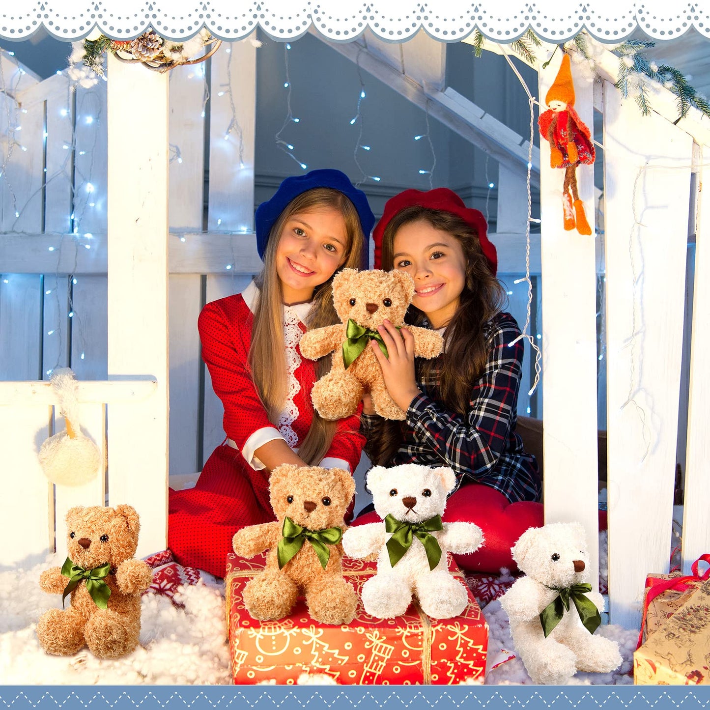 HyDren 24 Pcs Bear Stuffed Animals Bulk Cute Bear Plush Doll for Kids 10 Inch Children's Sleeping and Playing Toy Preschool Animals with Bow for Baby Shower Wedding Mothers Day Birthday Party