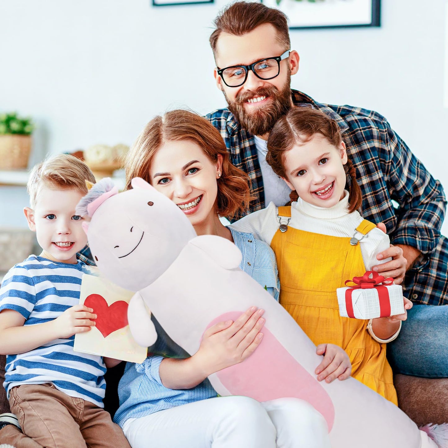 Tianmihou 36” Long Unicorn Plush Body Pillow, Cute Rainbow Unicorn Stuffed Animals, Unicor Squishy Soft Plushies Toy, Gifts for Kids Girls and Boys, Birthday, Valentine's Day