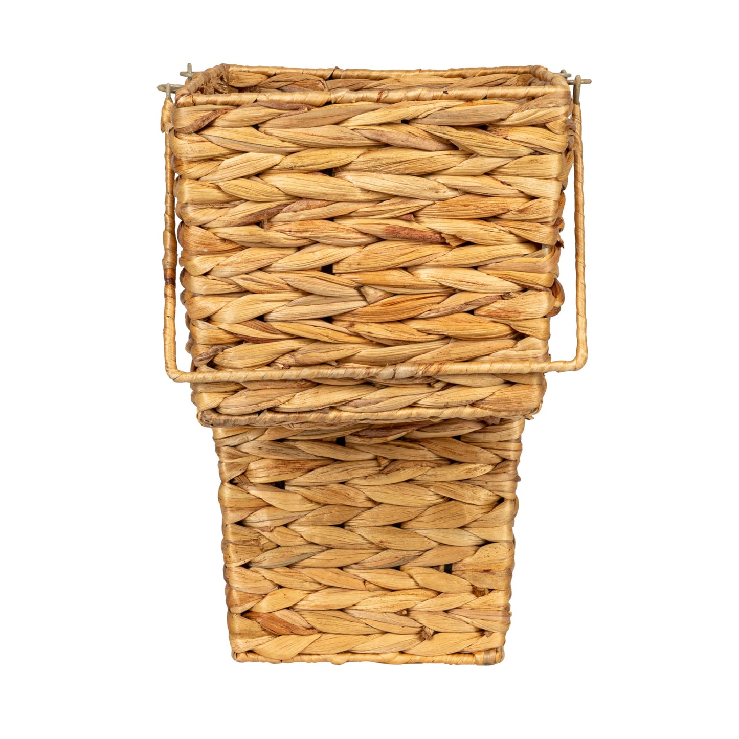 Household Essentials Wicker Stair Basket with Handles, Handwoven Water Hyacinth, Sits on Two Stairs, Lightweight, Natural