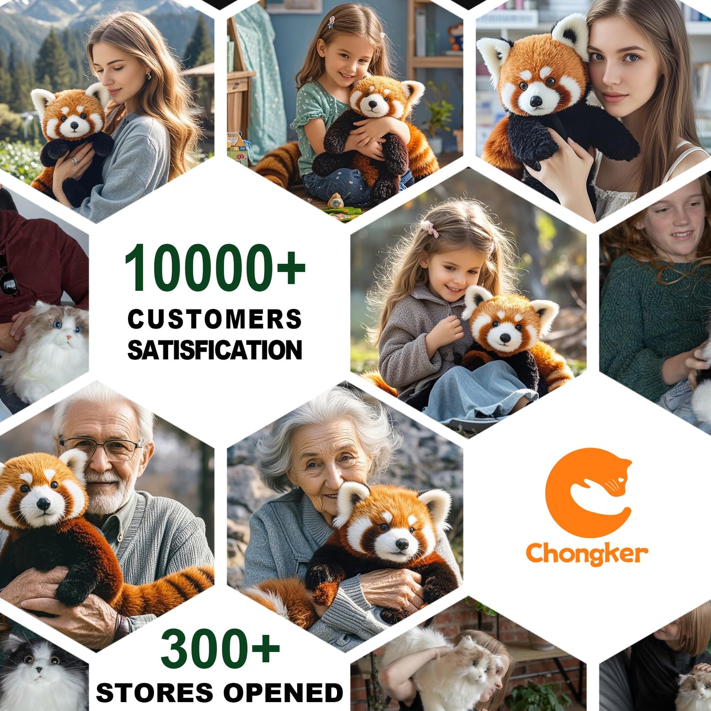 Chongker Cute Red Panda Plush Toy, Weighted Stuffed Animals, Red Panda Plush Animals Collection, Handmade Like Real, Large Size Stuffed Animals