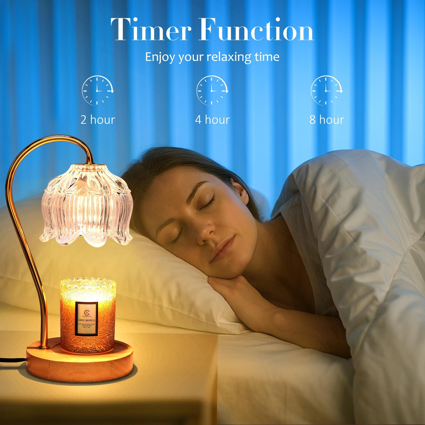 Merrtody Dimmable Flower Candle Warmer Lamp with Timer - Fits All Jar Scented Candles - Christmas & Mother's Day Gift for Women，Mom
