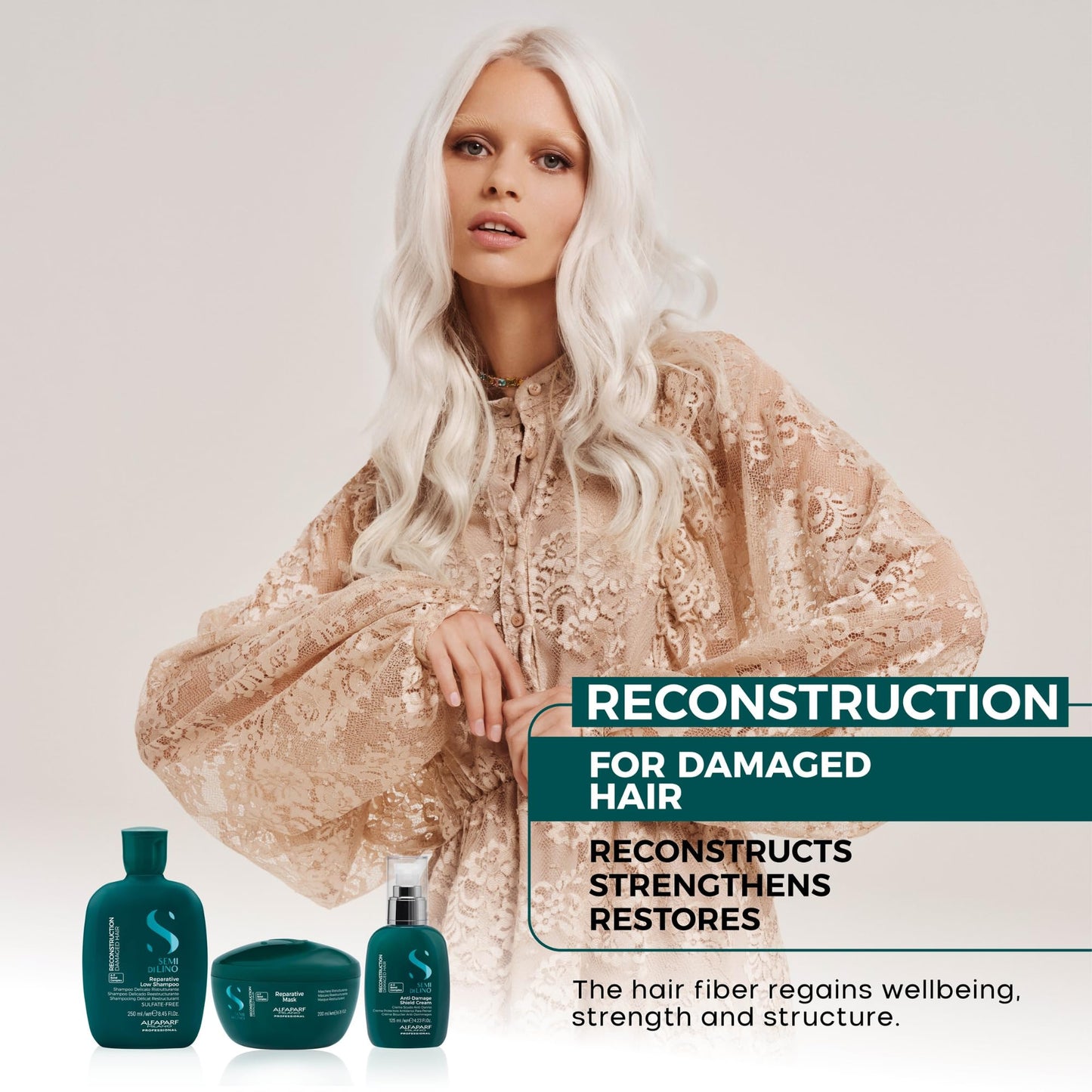 Alfaparf Milano Semi di Lino Reconstruction Reparative Mask - Color Safe Deep Conditioning Hair Mask - Damaged Hair Repair - For Medium to Thick Hair - Vegan Formula (17.2 oz)