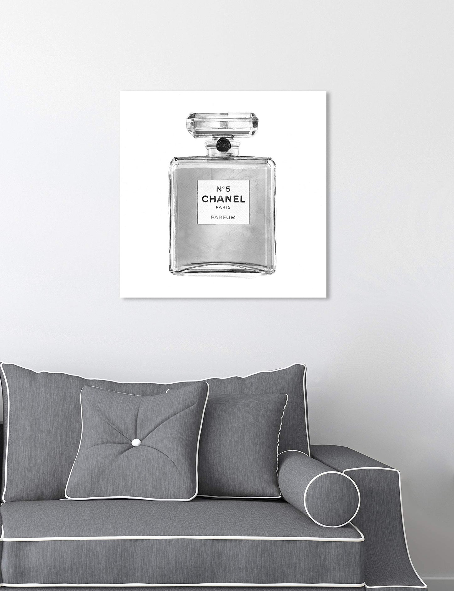 The Oliver Gal Artist Co. Oliver Gal 'Silver Classic Perfume' Gray Fashion Wall Art Print Premium Canvas 16" x 16"